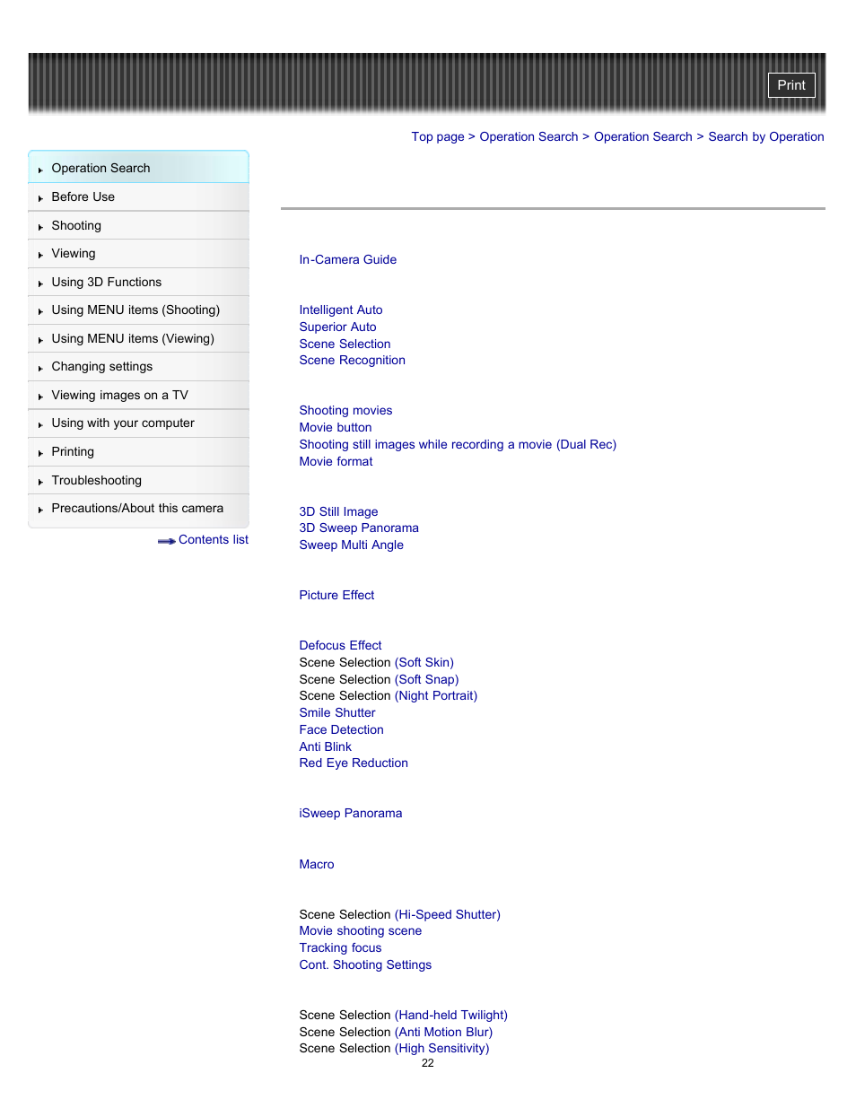 Search by operation | Sony DSC-TX55 User Manual | Page 22 / 275