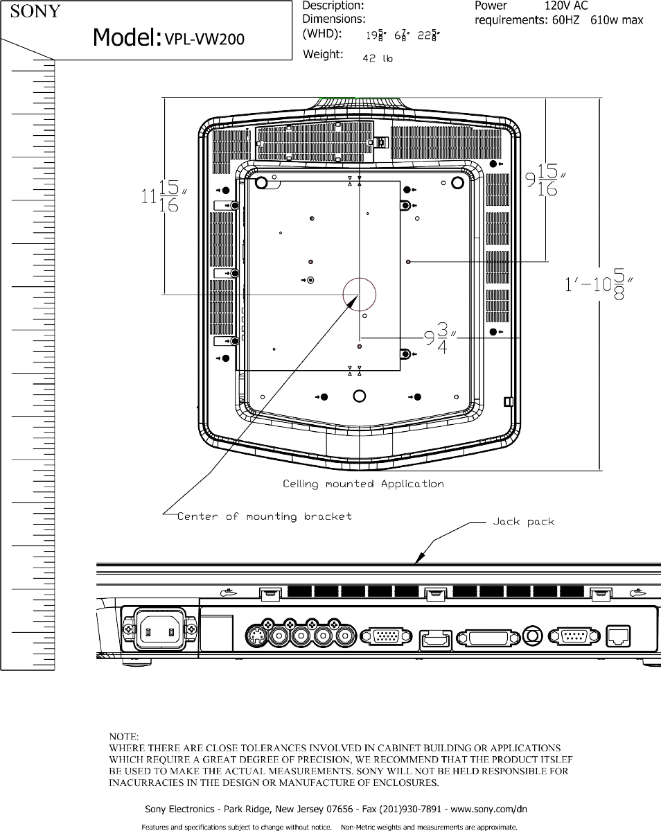 Model, Sony, R-10 | Vpl-vw2oo | Sony VPL-VW200 User Manual | Page 2 / 2