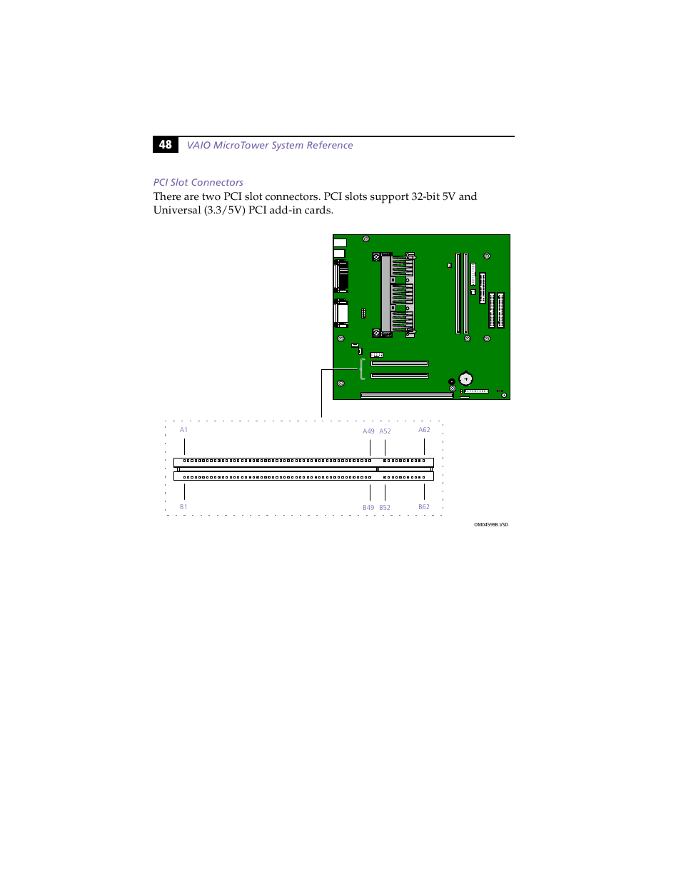 Pci slot connectors | Sony PCV-E203 User Manual | Page 56 / 112
