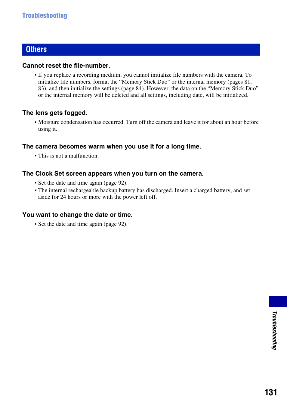 O 131, Others | Sony DSC-T300 User Manual | Page 131 / 147