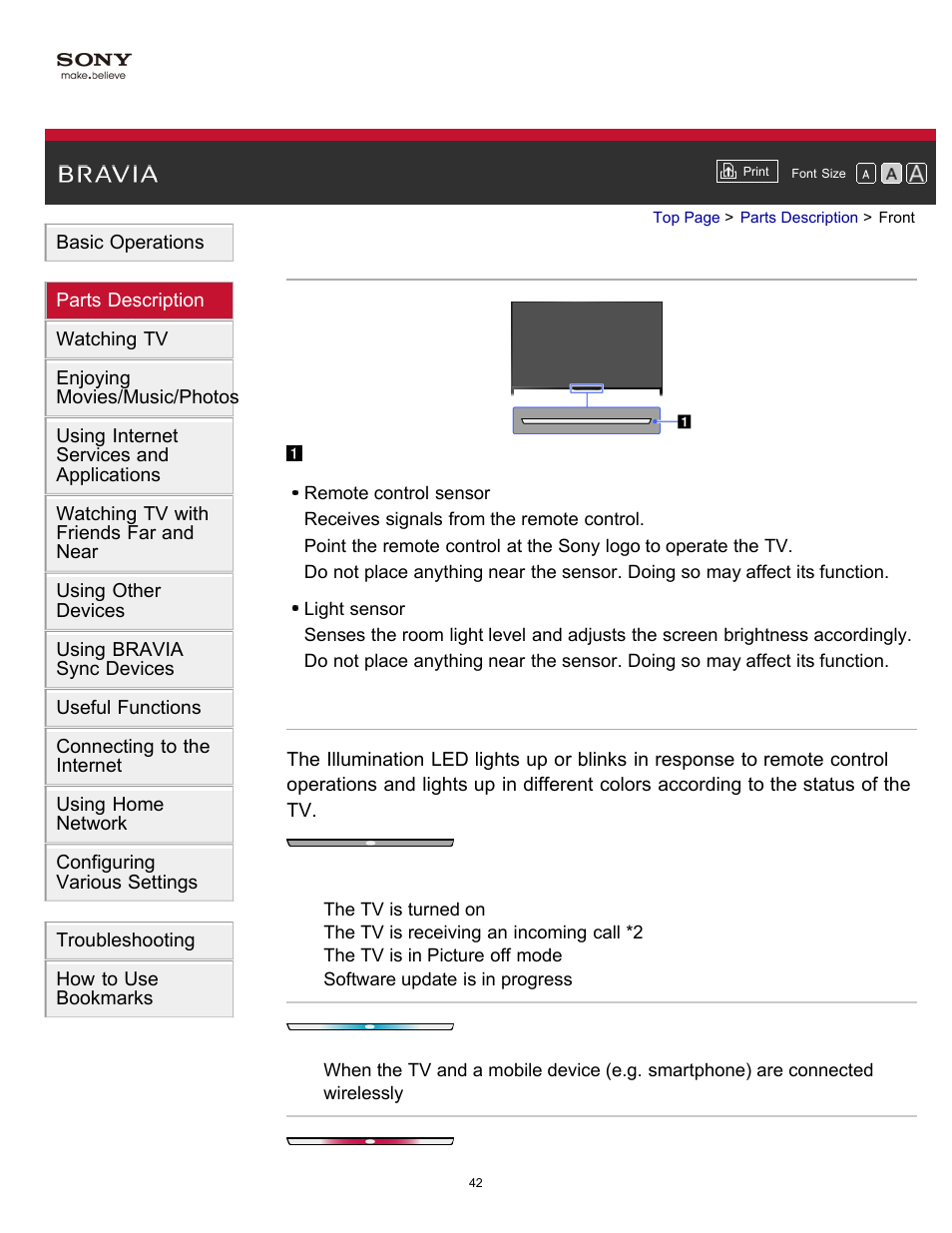 Front | Sony KDL-60W850B User Manual | Page 48 / 245
