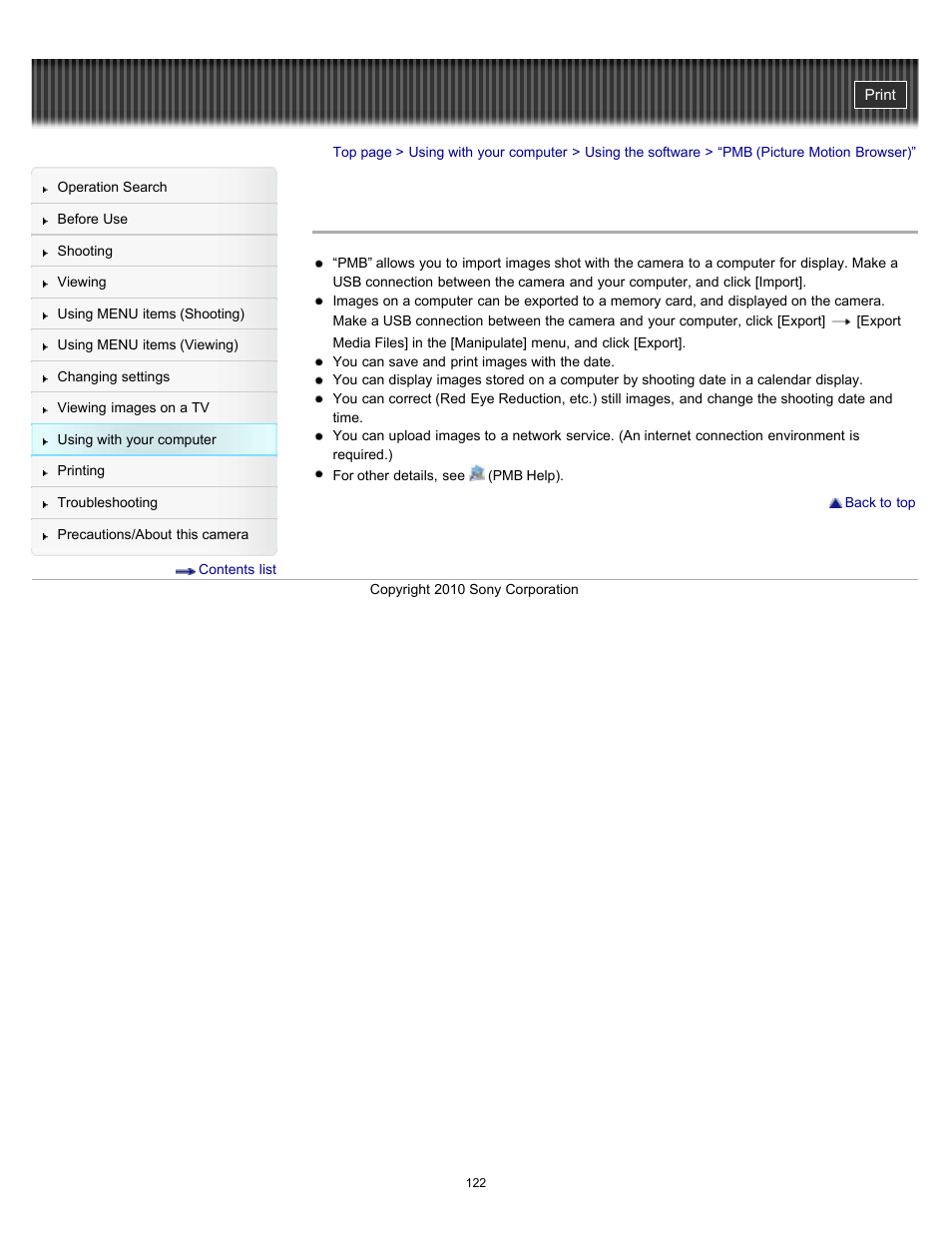 Pmb (picture motion browser), Details | Sony DSC-W530 User Manual | Page 122 / 167