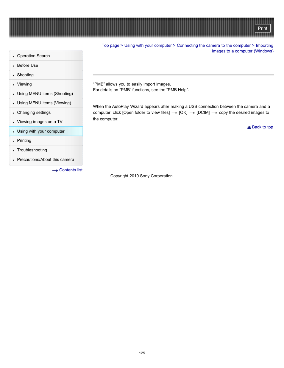 Importing images to a computer (windows), Details | Sony DSC-W530 User Manual | Page 125 / 167