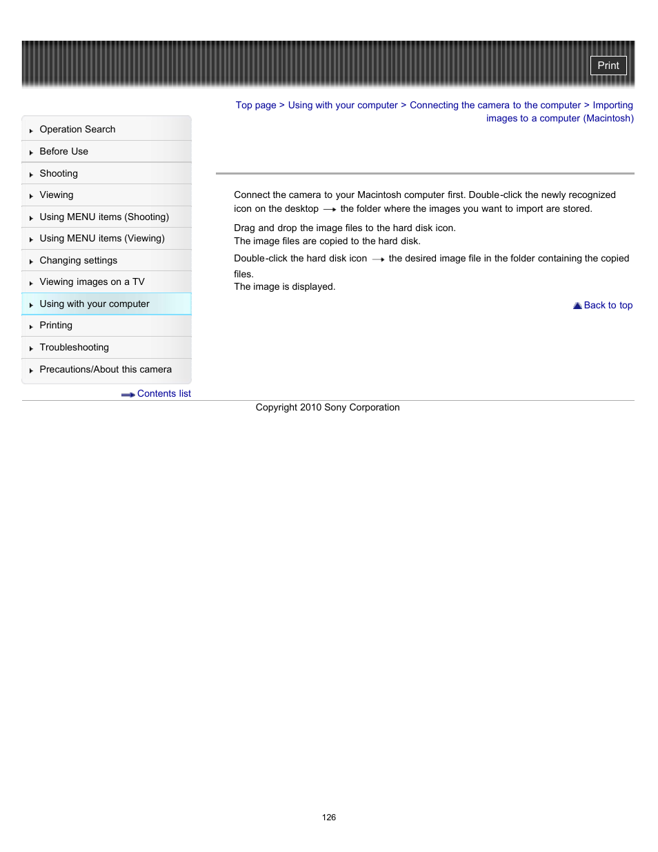 Importing images to a computer (macintosh), Details | Sony DSC-W530 User Manual | Page 126 / 167