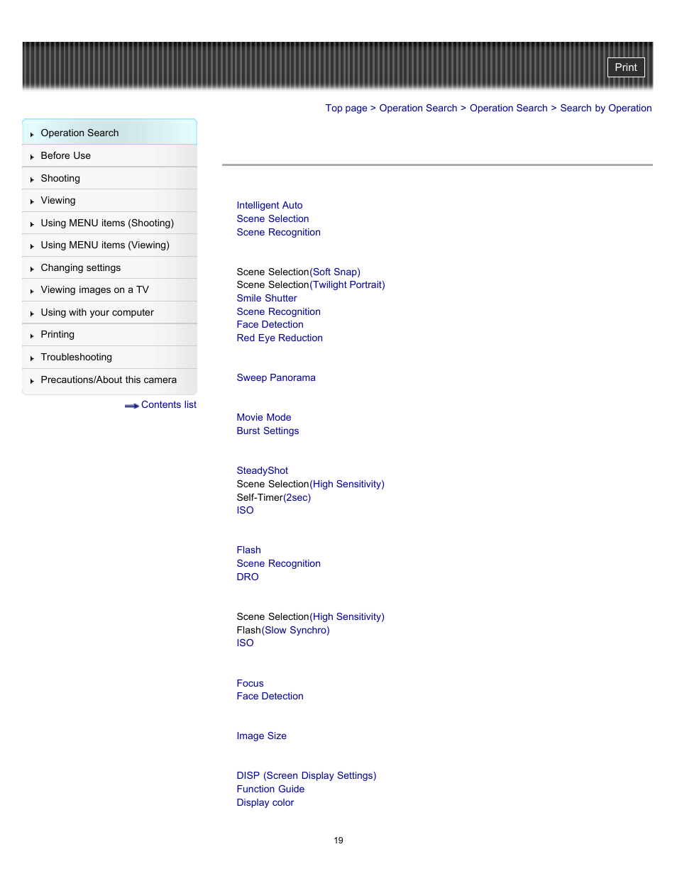 Search by operation | Sony DSC-W530 User Manual | Page 19 / 167