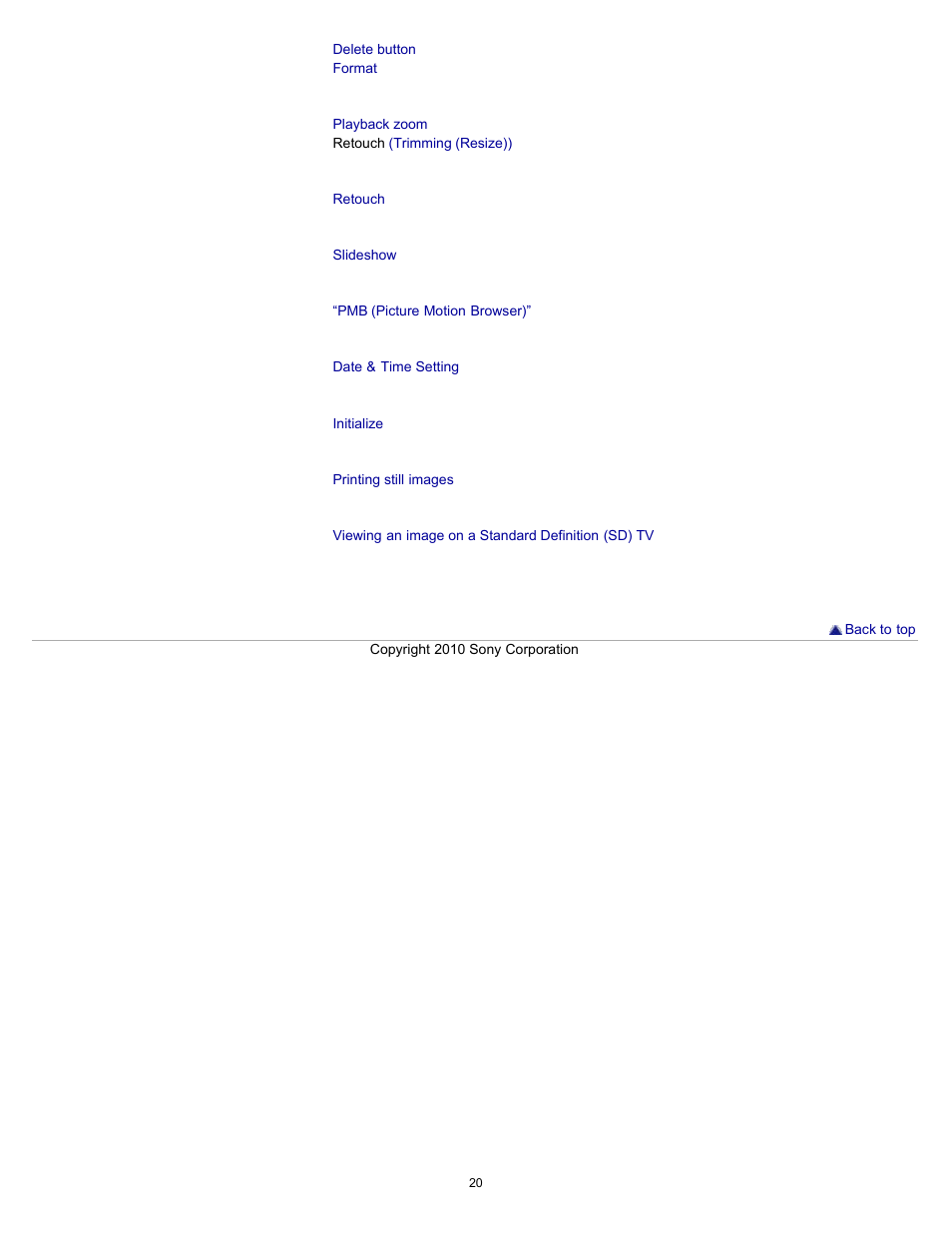 Sony DSC-W530 User Manual | Page 20 / 167
