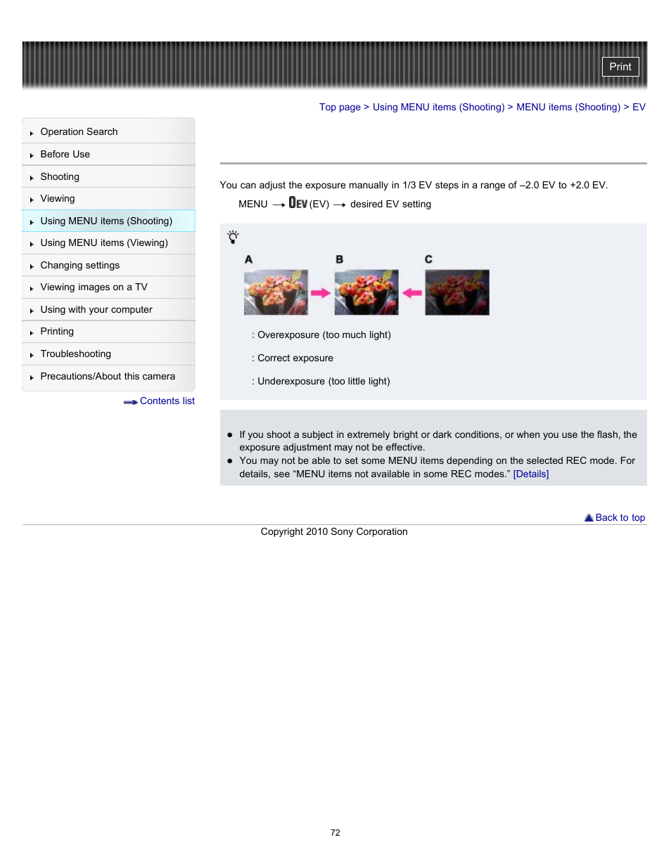Sony DSC-W530 User Manual | Page 72 / 167