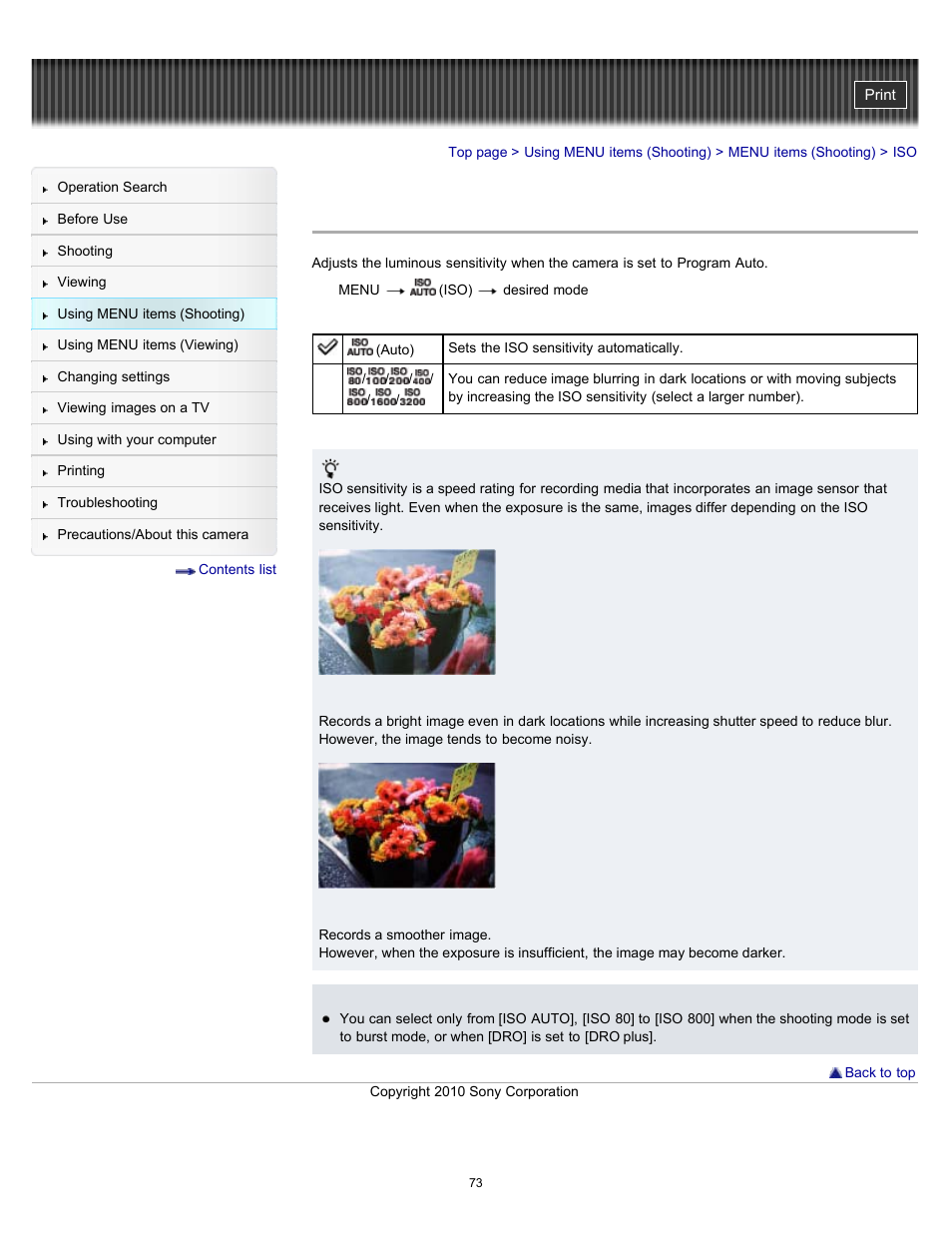 Sony DSC-W530 User Manual | Page 73 / 167