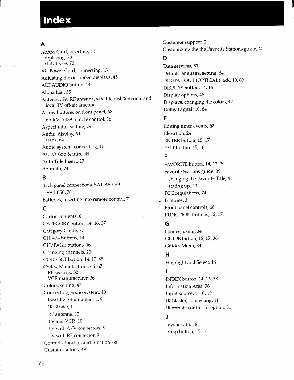Sony SAT-A50 User Manual | Page 76 / 78