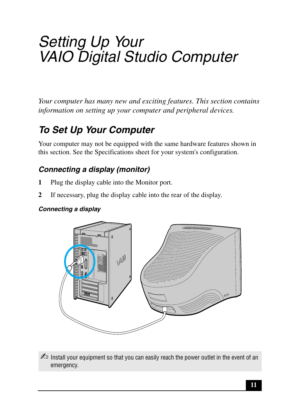 Setting up your vaio digital studio computer | Sony PCV-RX640 User Manual | Page 11 / 64