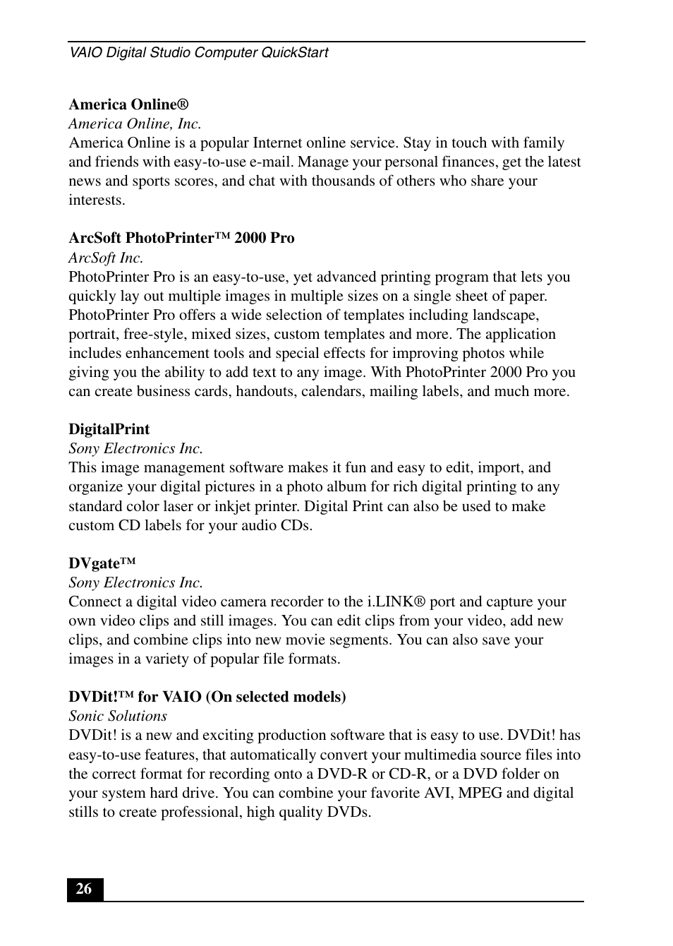 Sony PCV-RX640 User Manual | Page 26 / 64