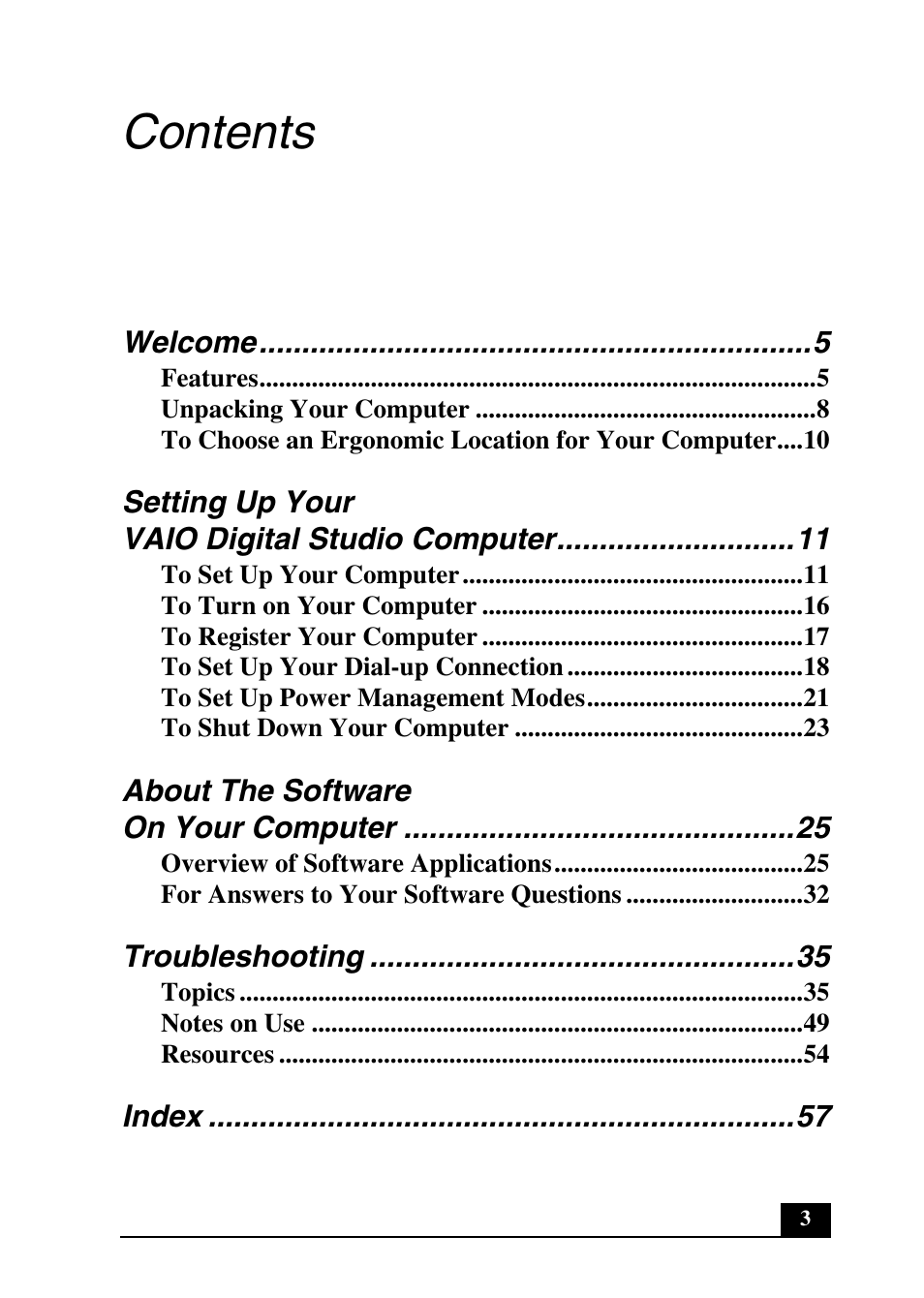 Sony PCV-RX640 User Manual | Page 3 / 64