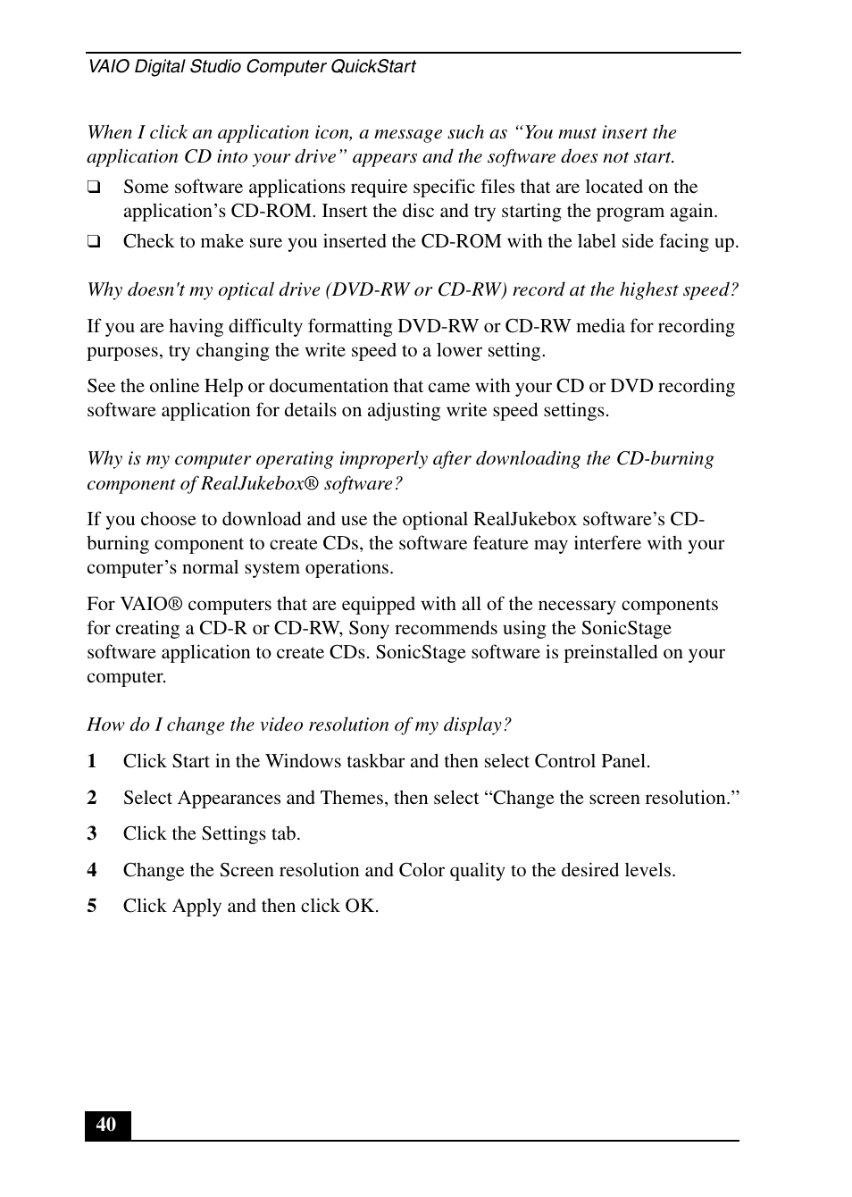 Sony PCV-RX640 User Manual | Page 40 / 64