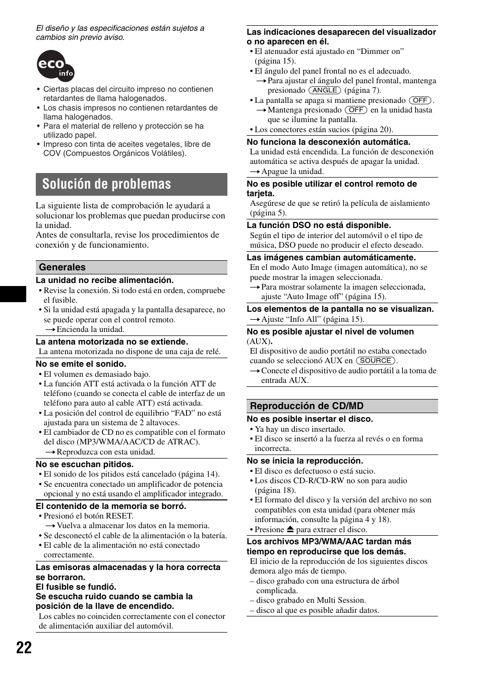 Solución de problemas | Sony CDX-GT81UW User Manual | Page 42 / 48