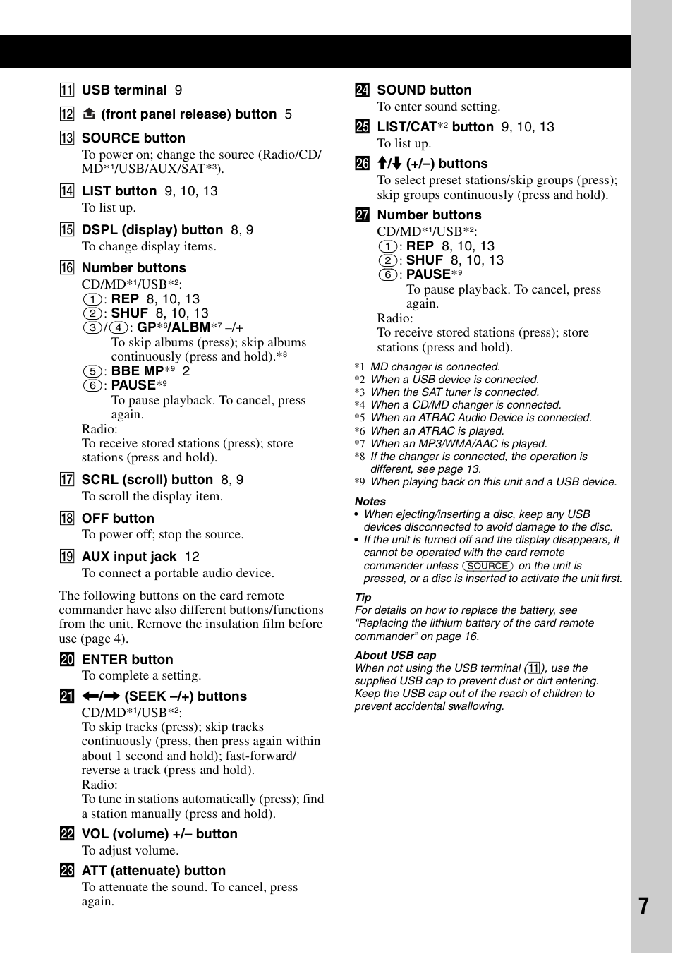 Sony CDX-GT81UW User Manual | Page 7 / 48