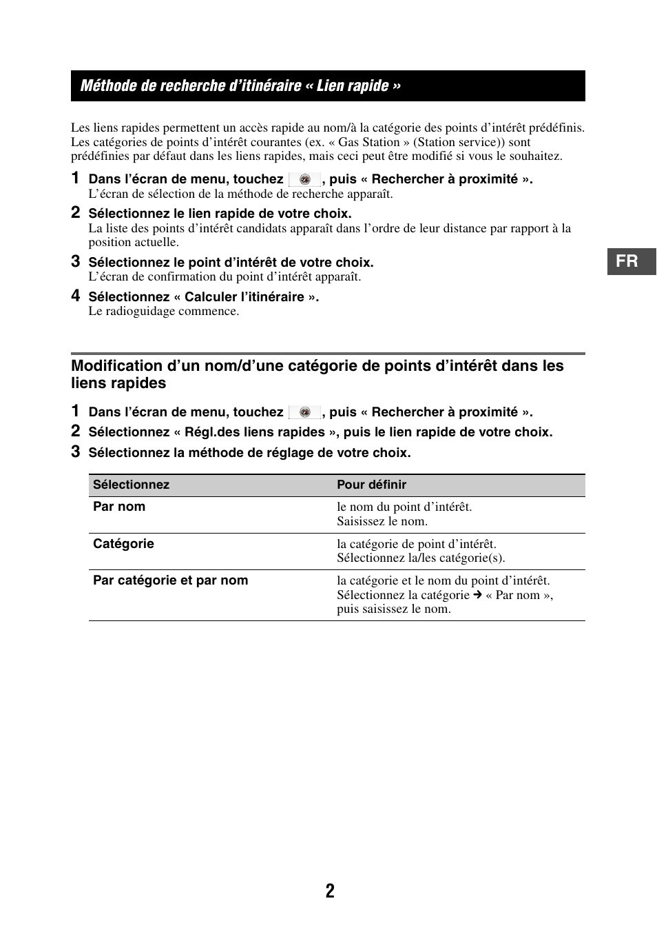 Méthode de recherche d’itinéraire « lien rapide | Sony NV-U83T User Manual | Page 9 / 21