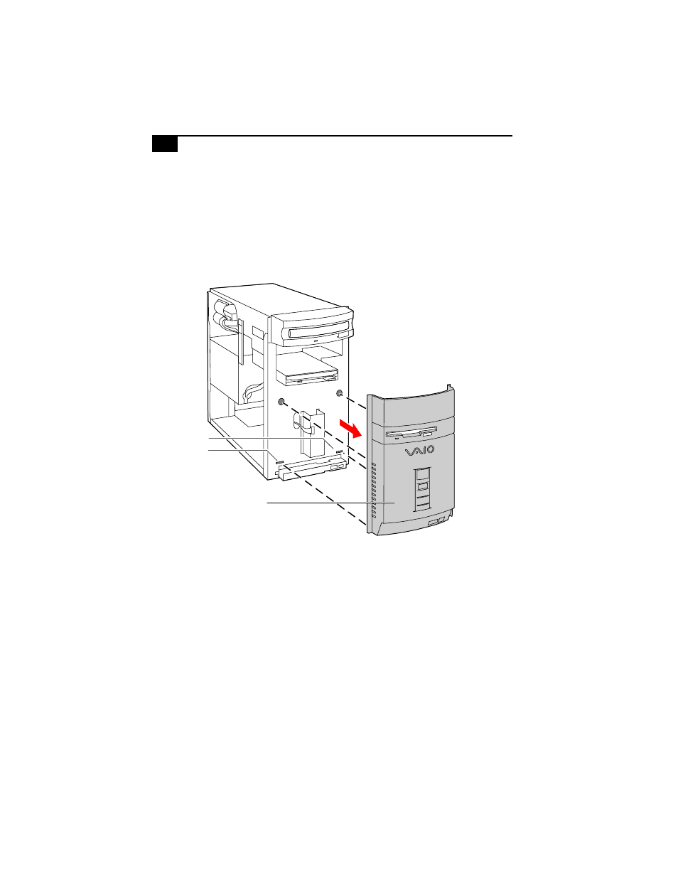 Removing the front panel | Sony PCV-R528DS User Manual | Page 34 / 116