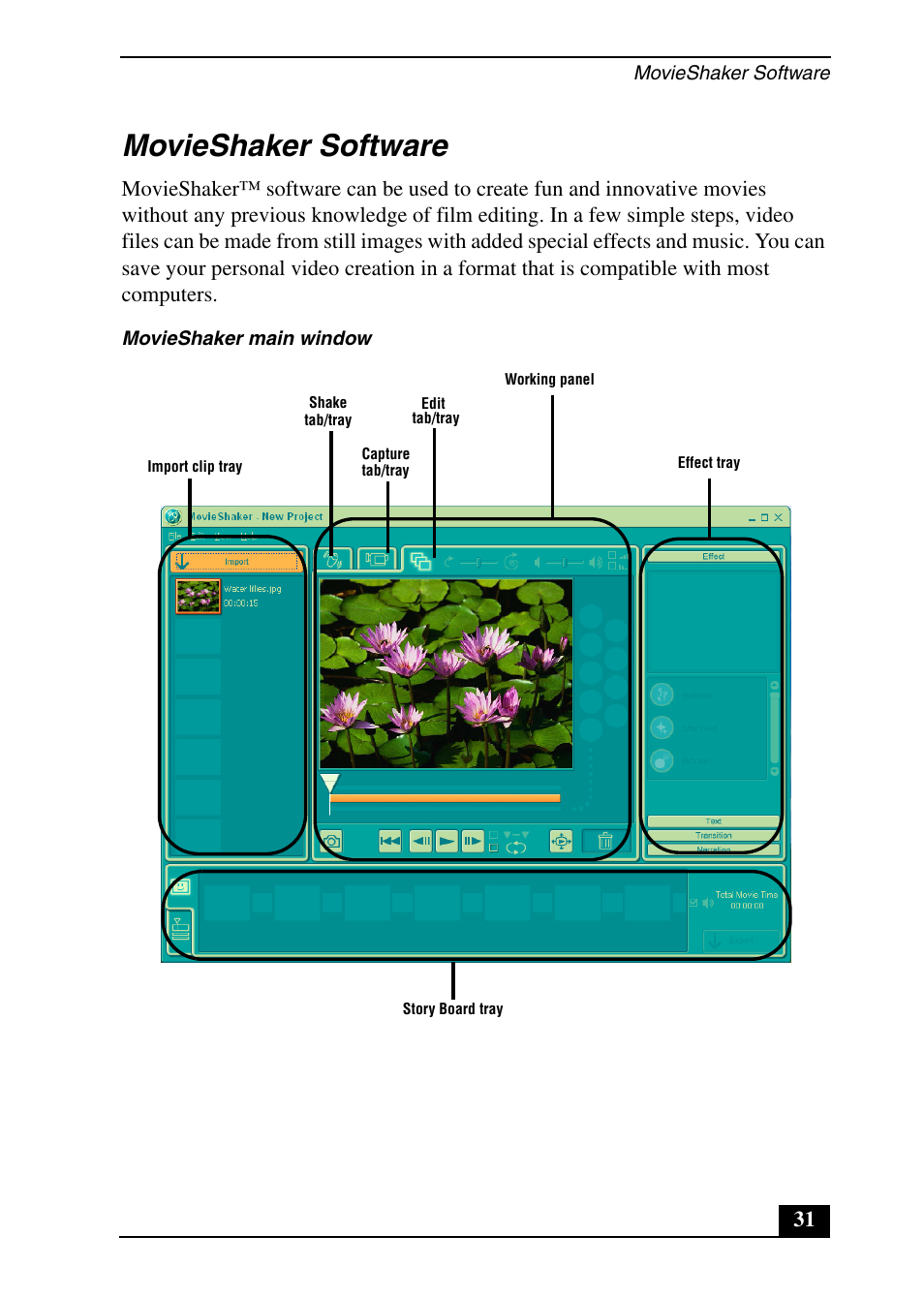 Movieshaker software | Sony PCV-RX690G User Manual | Page 31 / 100