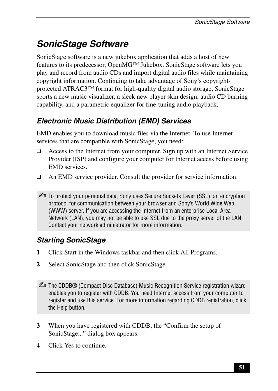 Sonicstage software | Sony PCV-RX690G User Manual | Page 51 / 100