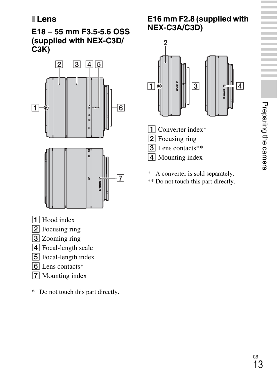 Xlens | Sony NEX-C3A User Manual | Page 13 / 85