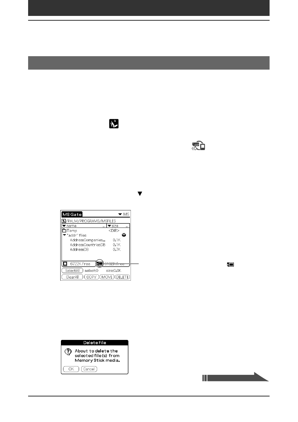 Deleting data in memory stick media | Sony PEG-SJ30 User Manual | Page 148 / 222