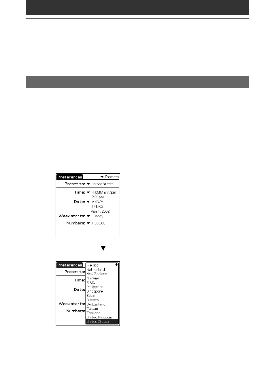 Selecting a region default | Sony PEG-SJ30 User Manual | Page 160 / 222