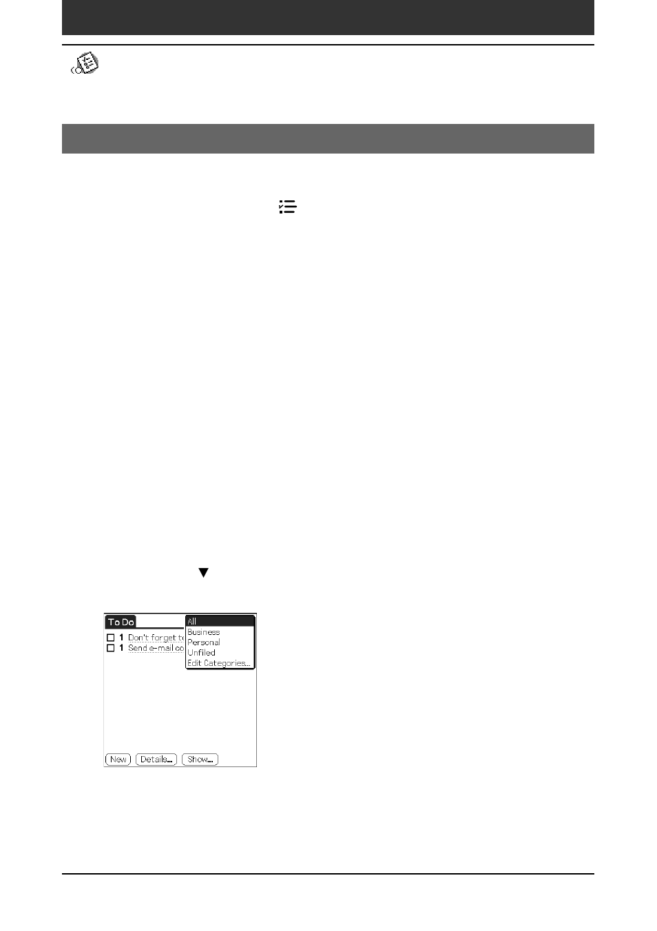 Viewing to do list items | Sony PEG-SJ30 User Manual | Page 63 / 222