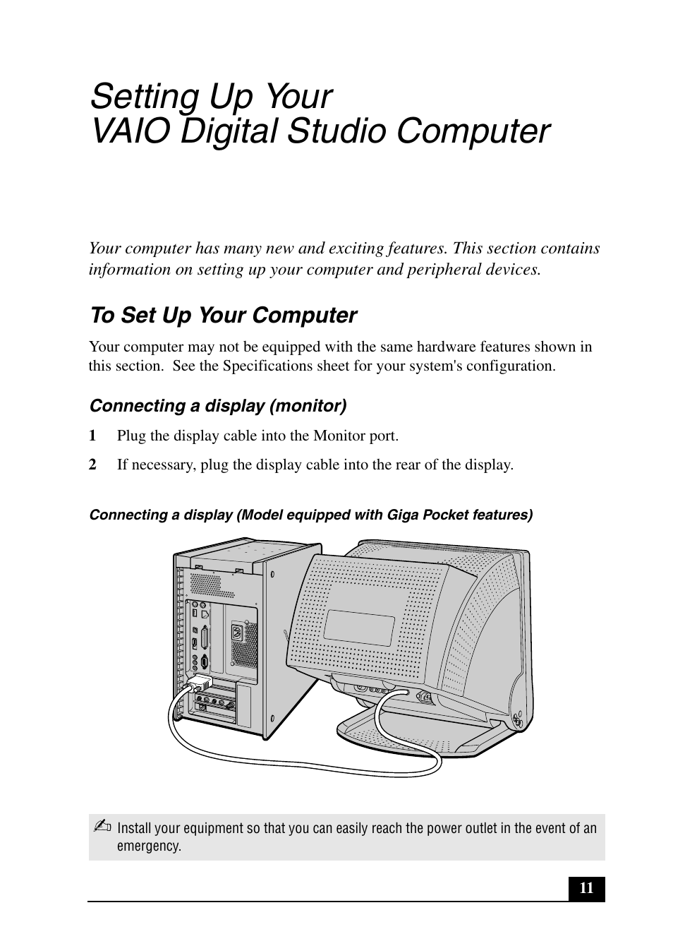 Setting up your vaio digital studio computer | Sony PCV-RX690G User Manual | Page 11 / 36