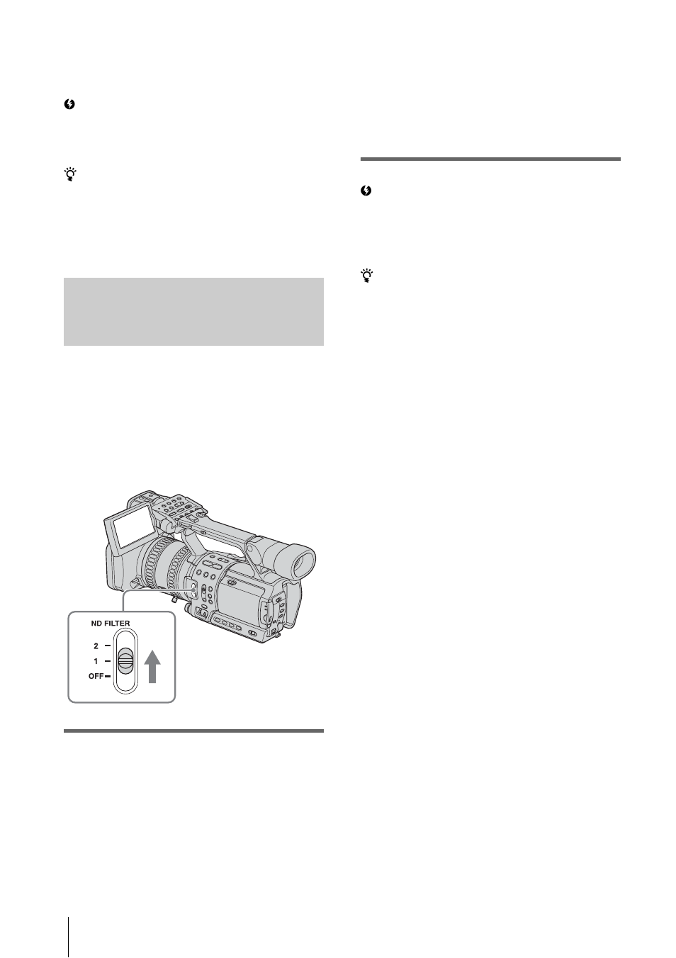 Adjusting the volume of light - nd filter, P. 30), Adjusting the volume of light – nd filter | 30 to restore automatic adjustment | Sony RMT-840 User Manual | Page 30 / 112