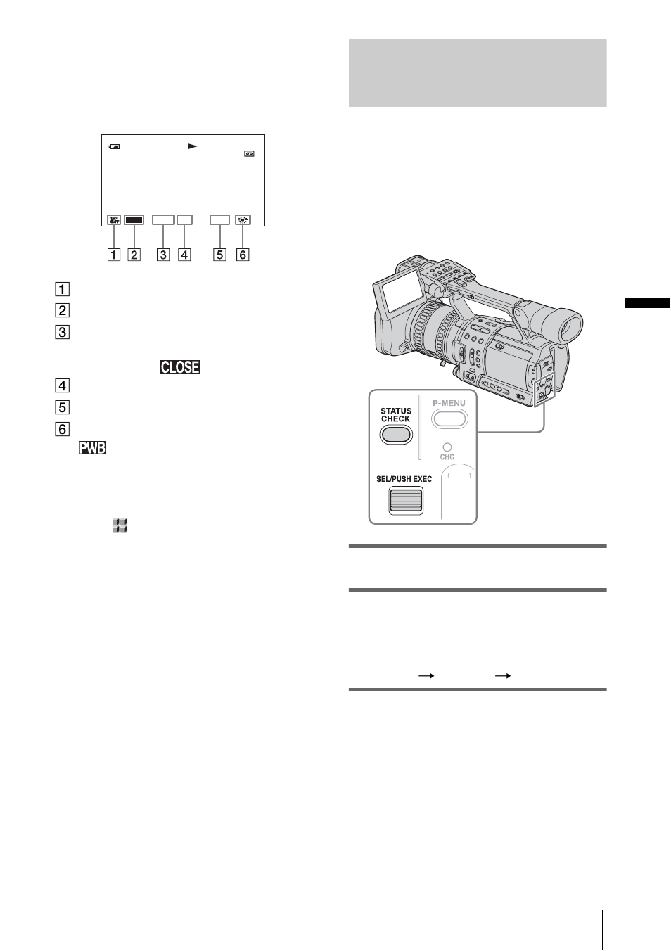 Displaying the video information - status check, Displaying the video information – status check, Pla yba ck | 45 camera settings data display | Sony RMT-840 User Manual | Page 45 / 112