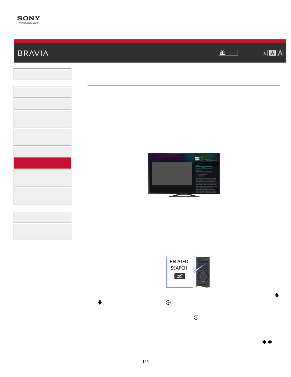 Current view information search | Sony KDL-65S990A User Manual | Page 145 / 247