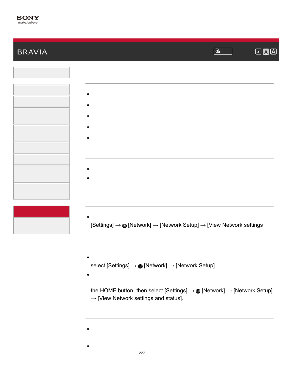 Home network symptoms | Sony KDL-65S990A User Manual | Page 227 / 247