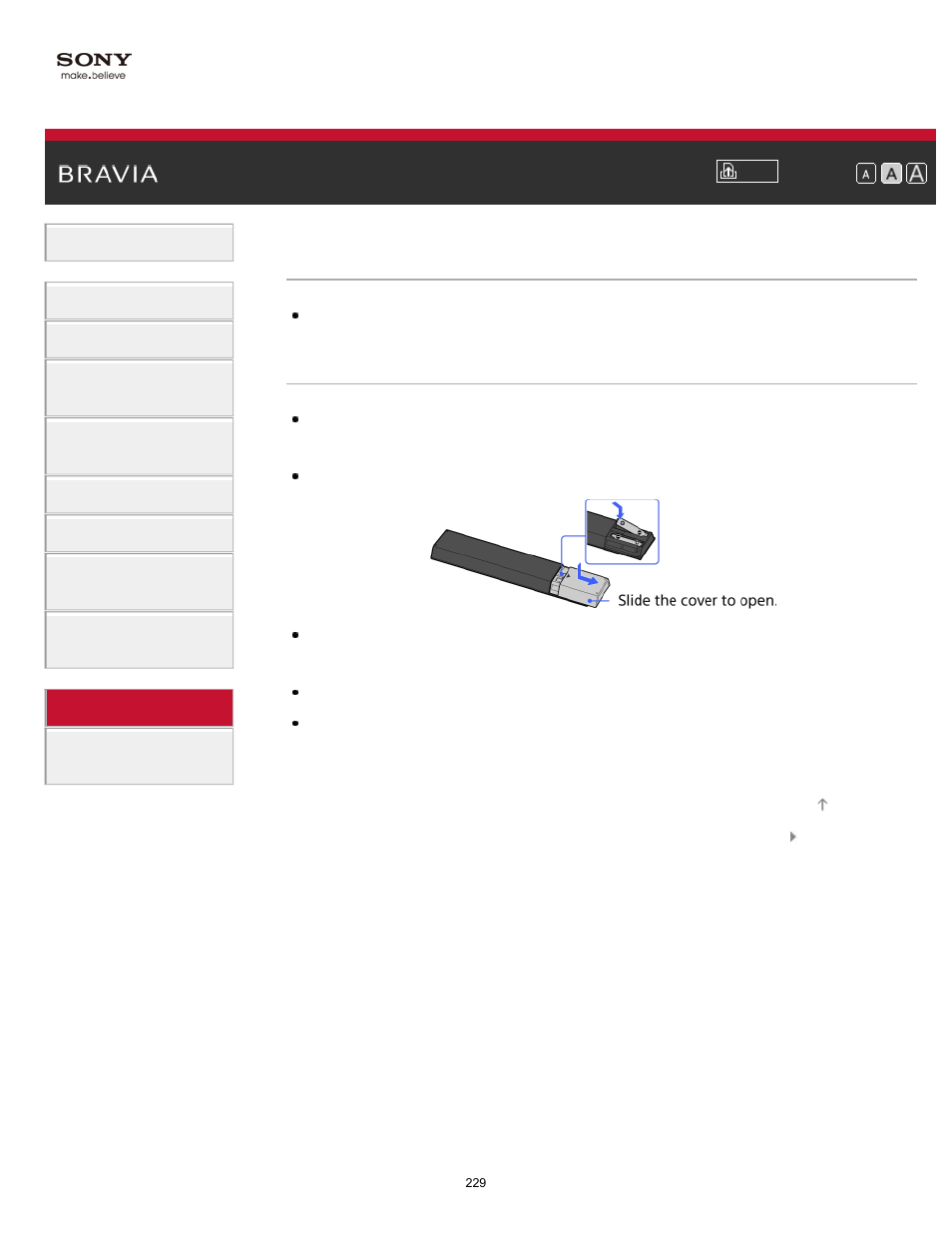 Remote control symptoms | Sony KDL-65S990A User Manual | Page 229 / 247