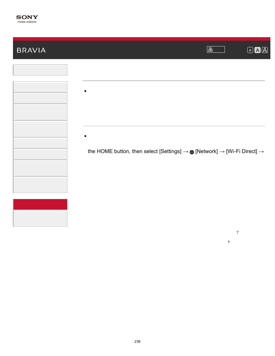 Wi-fi 5ghz symptoms | Sony KDL-65S990A User Manual | Page 238 / 247