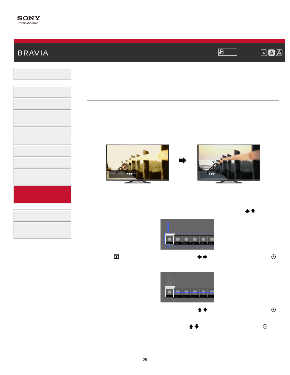 Picture adjustment | Sony KDL-65S990A User Manual | Page 25 / 247