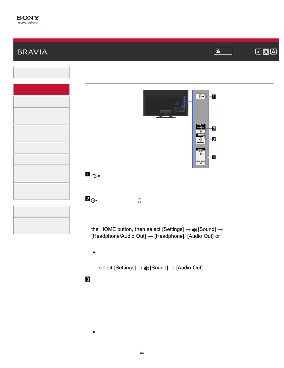 Right | Sony KDL-65S990A User Manual | Page 46 / 247