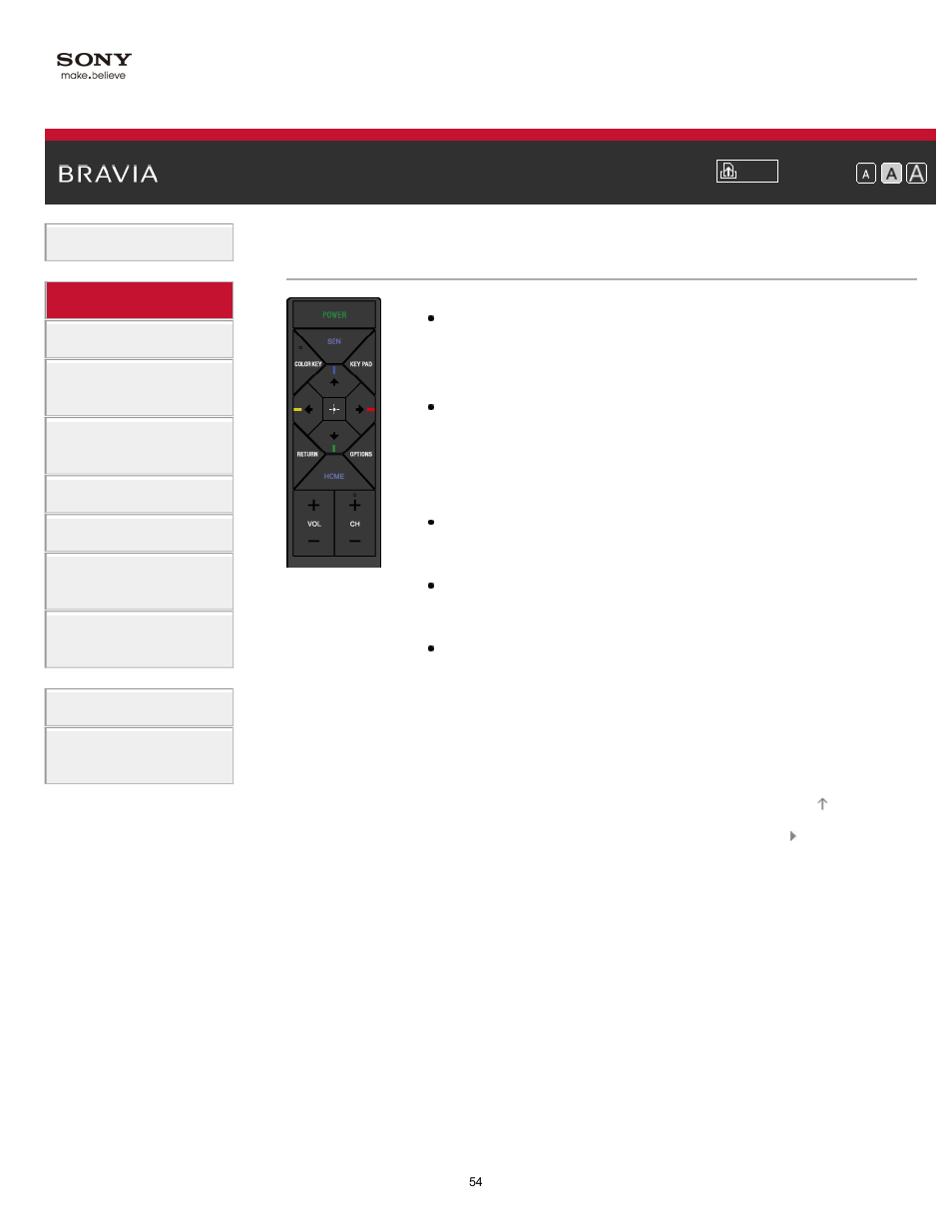 Lower | Sony KDL-65S990A User Manual | Page 54 / 247
