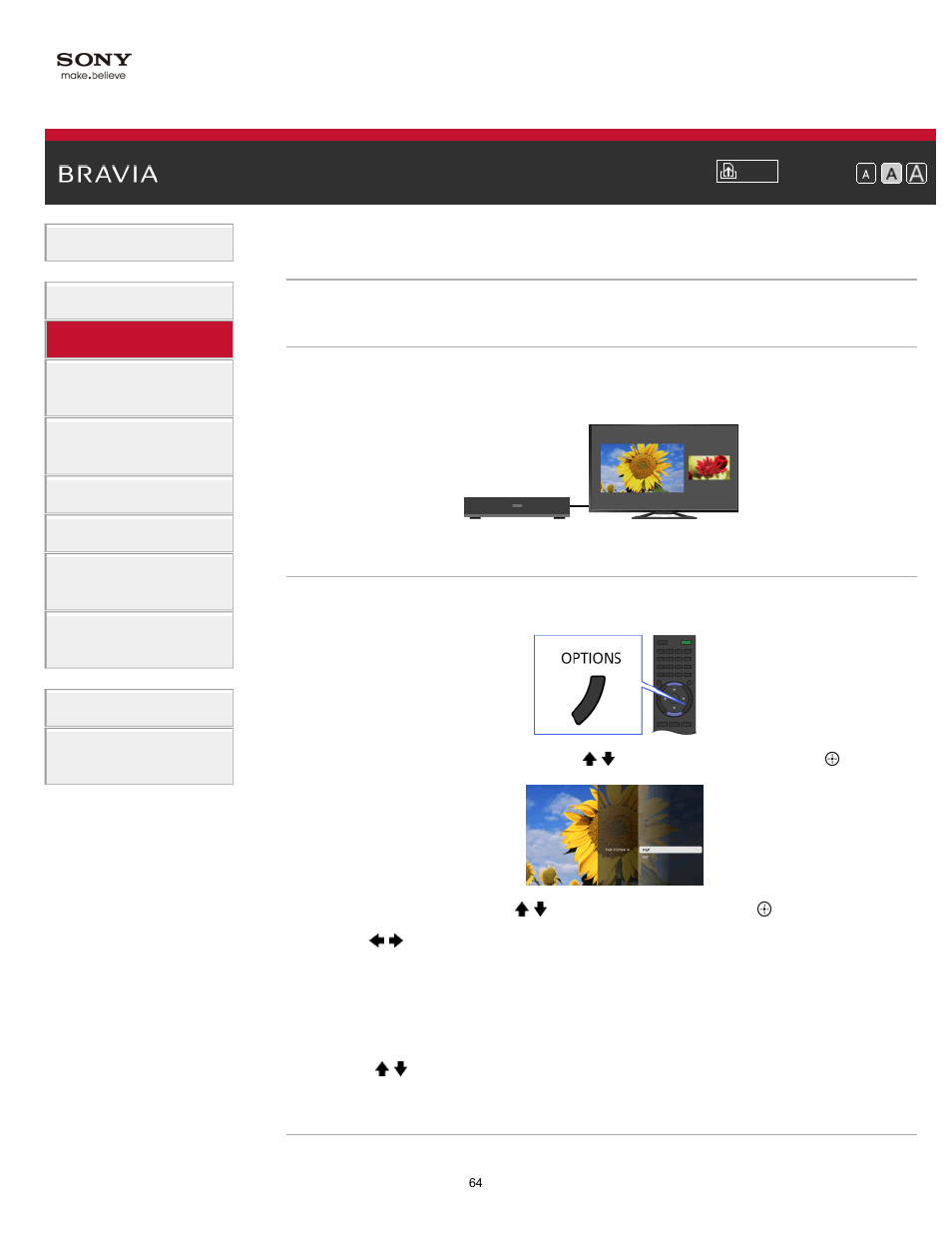 Displaying left-and-right pictures (p&p) | Sony KDL-65S990A User Manual | Page 64 / 247