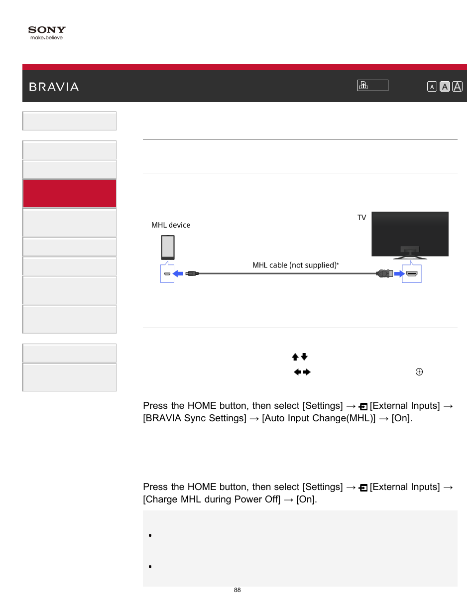 Mhl device | Sony KDL-65S990A User Manual | Page 88 / 247