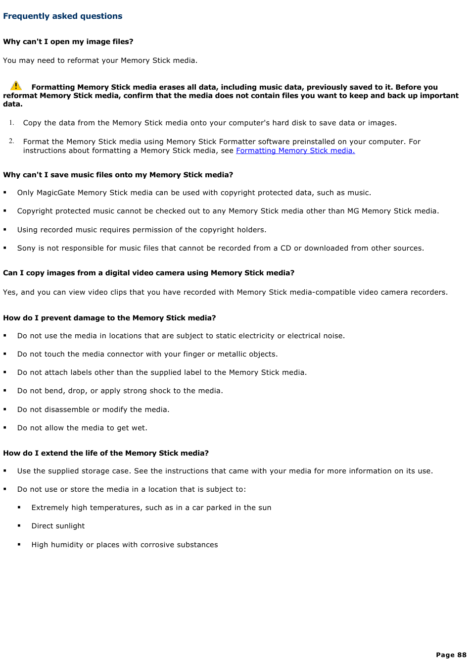 Frequently asked questions | Sony PCG-GRX690 User Manual | Page 88 / 194