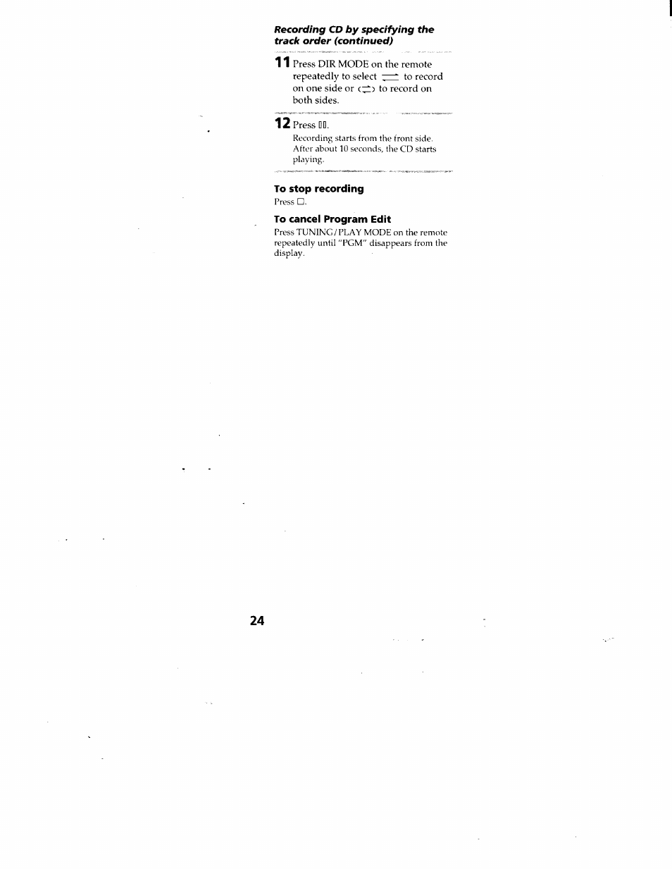 To stop recording | Sony CMT-ED1 User Manual | Page 24 / 35