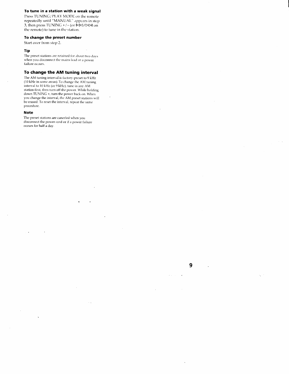 To change the am tuning interval | Sony CMT-ED1 User Manual | Page 9 / 35