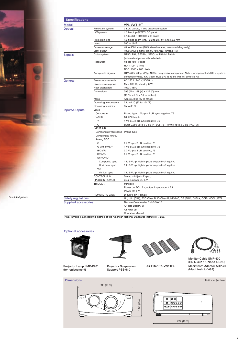 Sony VPL-VW11HT User Manual | Page 7 / 8