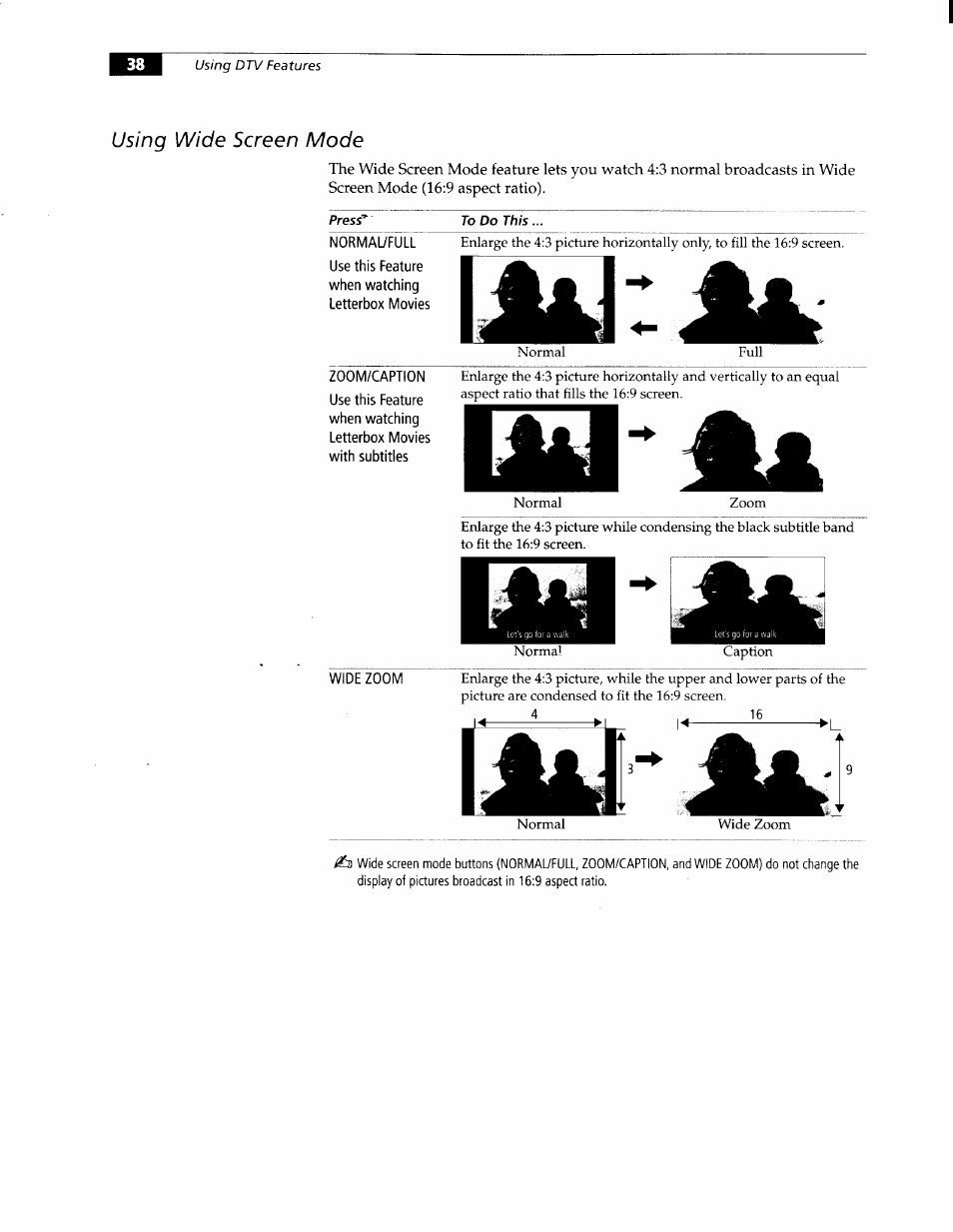 Using wide screen mode | Sony KW-34HD1 User Manual | Page 36 / 65