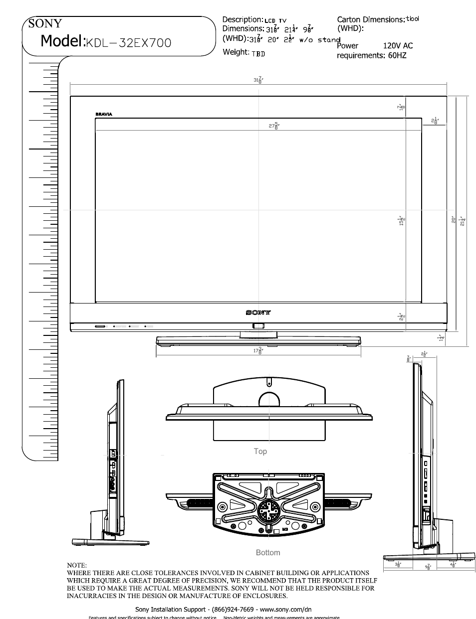 Sony KDL-32EX700 User Manual | 3 pages