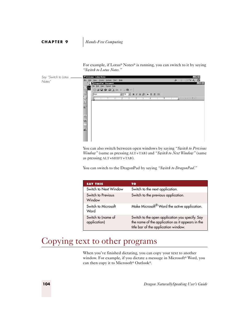 Copying text to other programs | Sony ICD-BP150VTP User Manual | Page 112 / 268