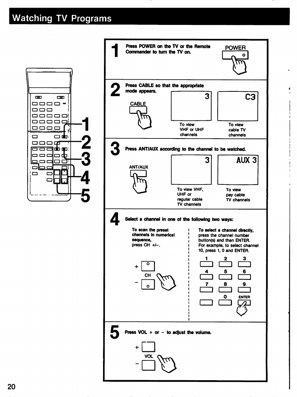 Watching tv programs | Sony KV-27XBR65 User Manual | Page 20 / 51
