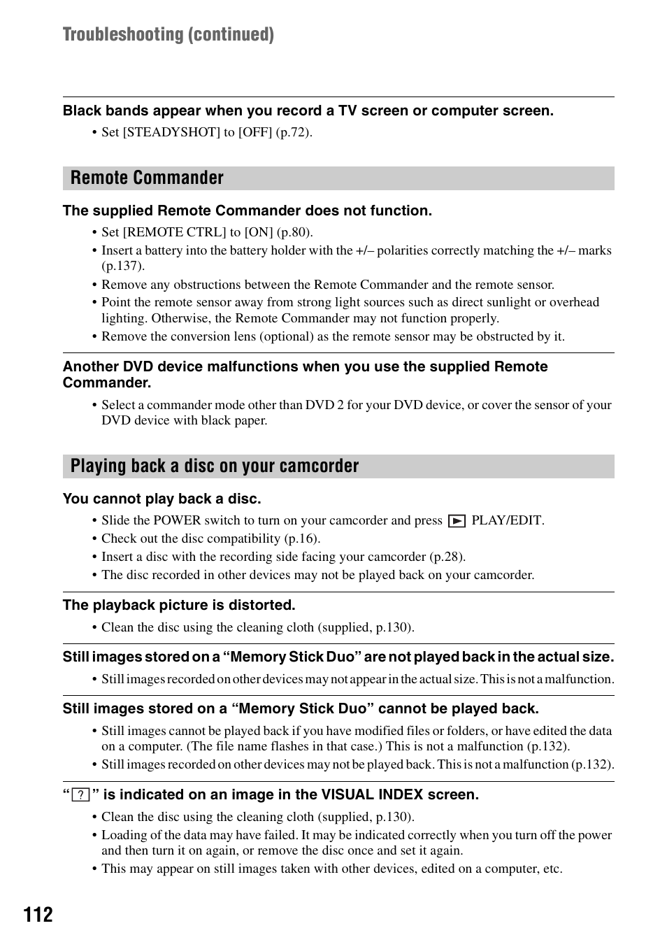 Sony DCR-DVD405 User Manual | Page 112 / 148