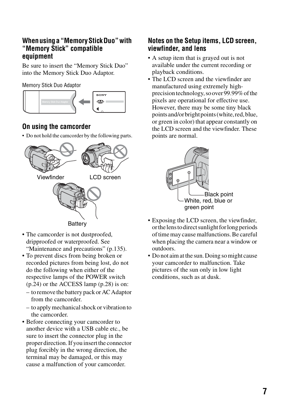 Sony DCR-DVD405 User Manual | Page 7 / 148