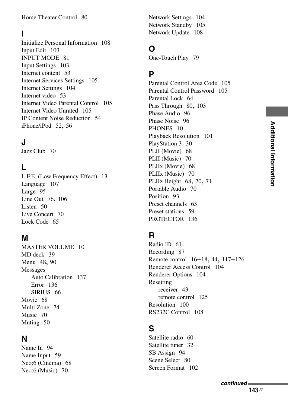 Sony STR-DA3700ES User Manual | Page 143 / 146